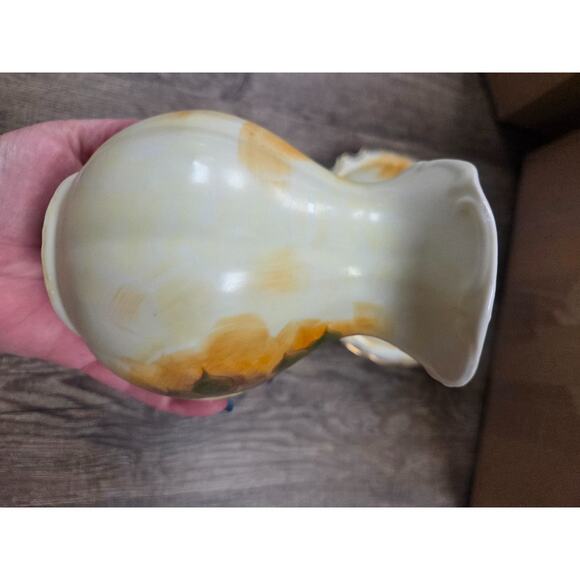 Vintage Enesco Japan Miniature Pitcher With Under Plate Painted Rose Gold Trim - Picture 6 of 10